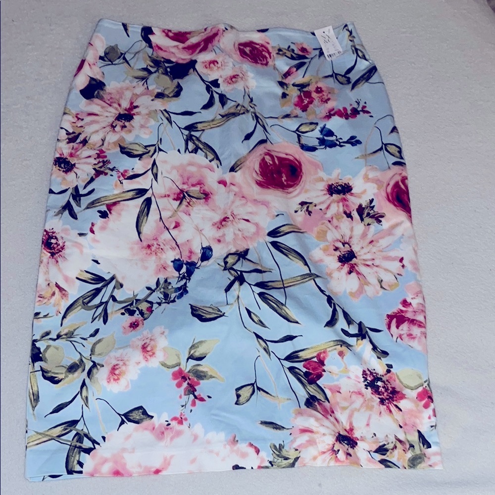 New York & Company Blue Pink Pencil Skirt Cocktail